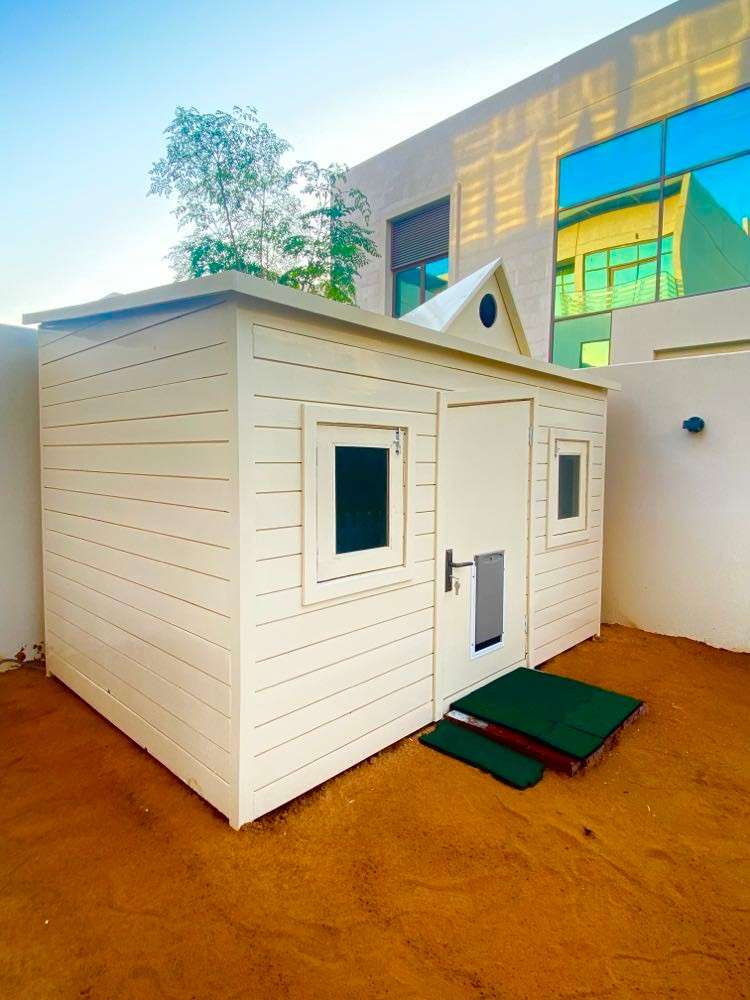 wooden dog house in uae