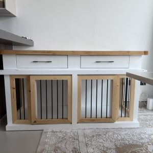 Wooden table top and sliding doors crate